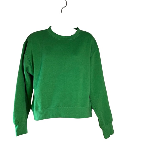 Zara Women’s Crop Crew Sweatshirt Solid Green Size Medium - Picture 1 of 8